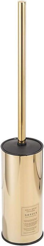 Freestanding Toilet Brush Holder for bathrooms 304 Stainless Steel Toilet Brush Stand Round Storage and Organization Rust Resistant 18-inch high Polished Gold Finished