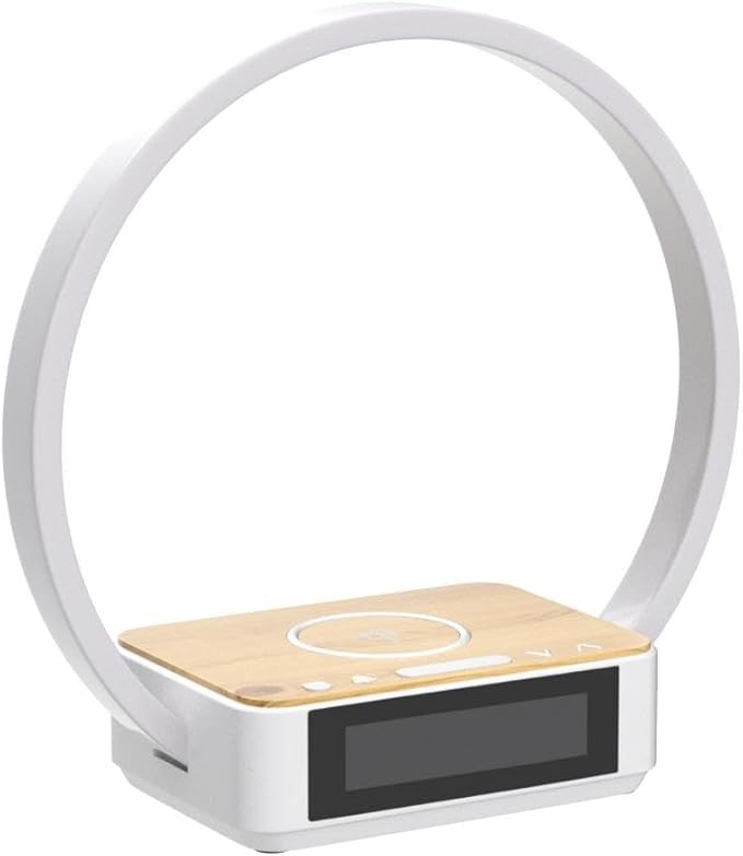 WILIT Bedside Lamp with Alarm Clock,Touch Lamp with Wireless Charger,Nightlight for Bedroom,Sunrise Wake-up Light,3-Grade Dimmable,Birthday Gifts for Her,Women,Men,Mom,Daughter,Girlfriend(Wood Grain)