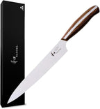 NAGOMI] 8.5 inch Premium Slicing Knife, Stainless Steel HRC58 Carving Knife for Slicing Roasts, Meats, Sashimi, Fruits and Vegetables | Black Stylish Gift Box