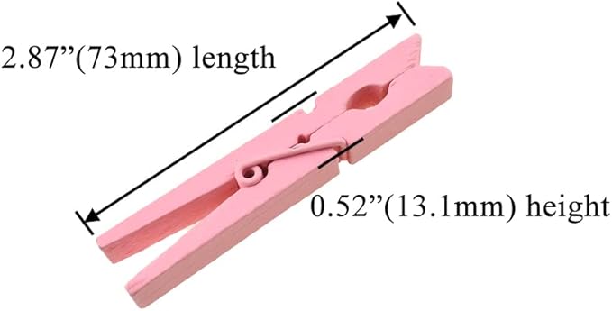 HAHIYO Pink Wooden Clothes Pins Clothespins Small Aviod Fall Apart 2.87 Inches Length 16 Pack Strong Springs No Rust No Discoloration for Laundry Bathroom DIY Craft Photos Food Opened Bags