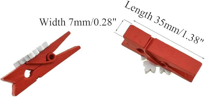 HAHIYO Mini Wooden Snowflake Clothespin Clip Christmas Photo Paper Holders 1.38inch Tight Clamp Not Fray Rope Post Notices Handy Read for Hanging Postcard Wedding Red 50PCS