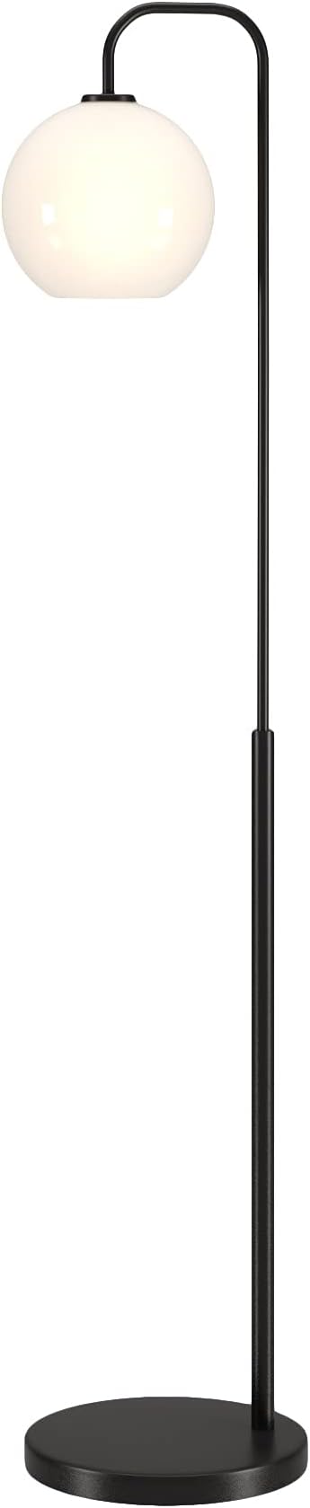 Harrison Arc Floor Lamp with Glass Shade in Blackened Bronze/White Milk