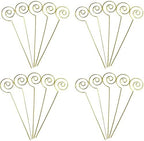 HOHIYA 50pc Floral Card Holder Pick Stick Wire Clip Place Photo Picture Centerpieces Memo Note Clamp Clay Cake Accessories Gold 5 inch