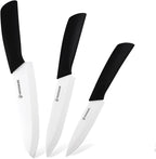 Classic 3PCS Ceramic Knife Set with Cover, Super Sharp Never Rust Healthy (6" Ceramic Chef Knife, 5" Solution Knife，4 "Classic Paring Knife)