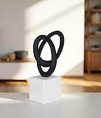 Cruiser’s Caché Entwined Love Sculpture, Artisan-Made Cast Aluminum with Black Anthracite Finish, Natural Marble Base, 10"