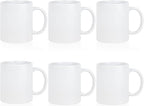 Sublimation Blank Ceramic Coffee Mugs Set of 6 Pcs White Mugs 11 oz Porcelain Espresso Cups Sublimation Mugs Blank DIY for Coffee Soup Tea Milk Latte Hot Cocoa etc