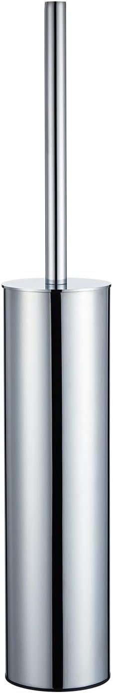 Freestanding Luxury Toilet Brush 304 Stainless Steel Toilet Brush and Holder 19-Inches Tall Round Rust Resistant Anti-Odor and Easy to Clean with Polished Chrome Finished