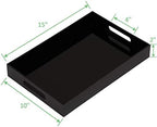 Glossy Black Sturdy Acrylic Serving Tray with Handles - 10x15 Inch, Coffee, Appetizer, Breakfast Tray - Butler, Kitchen to Vanity Table, Decorative