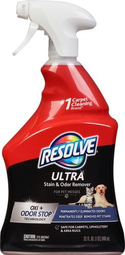Resolve Ultra Pet Odor and Stain Remover Spray, Carpet Cleaner, 32oz (Pack of 2)