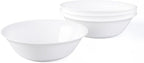 14 OZ (16 OZ MAX) White Opal Glass Cereal Bowl Set of 4, 6.5 inch Dishwasher & Microwave Safe Round Bowls for Soup, Salad and Rice