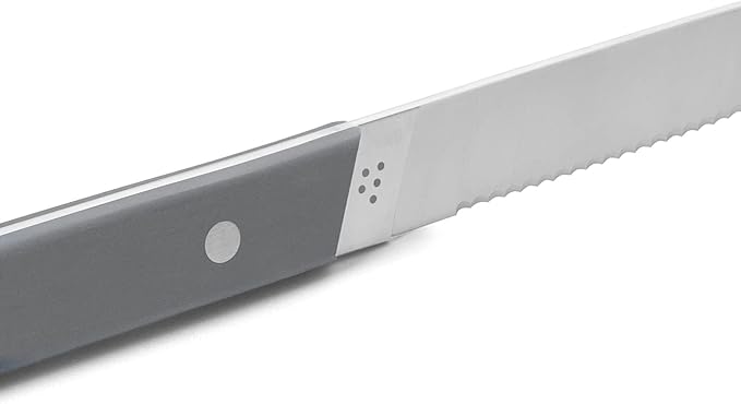 Misen Steak Knives Set of 4 - Precision Serrated Blades for Effortless Dining - German Stainless Steel - Superior Cuts with Four Steak Knives - Comfortable, Sleek Handles - Gray