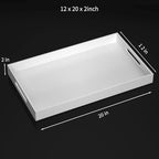 NIUBEE Acrylic Serving Tray 12x20 Inches -Spill Proof- White Decorative Tray Organiser for Ottoman Coffee Table Countertop with Handles