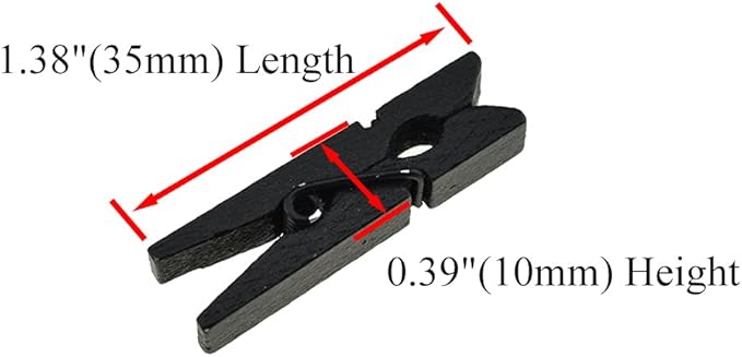 HAHIYO Black Wooden Clothes Pins Clothespins Small Do NOT Fall Apart 1.38 inches Length 50 Pack Sturdy Strong Springs No Rust No Discoloration for Laundry Bathroom DIY Craft Photos Food Opened Bags