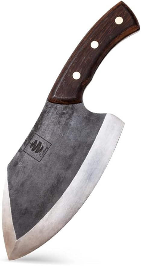 COOLINA Lixy Cleaver Chef Knife, 8.7-in Hand-forged High Manganese Clad Steel, Full Tang Butcher Knife, Razor Sharp Kitchen Knife for Camping, Outdoor Cooking, Slicing, Cutting Meat