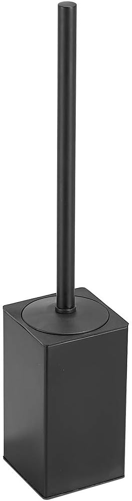 Freestanding Toilet Brush Holder for bathrooms 304 Stainless Steel Toilet Brush Stand Square Storage and Organization Rust Resistant 17-inch high Matte Black Finished