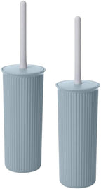 Superio Decorative Plastic Toilet Bowl Brush and Holder Set, Cleaner Scrubber for Bathroom (2, Stone Blue)