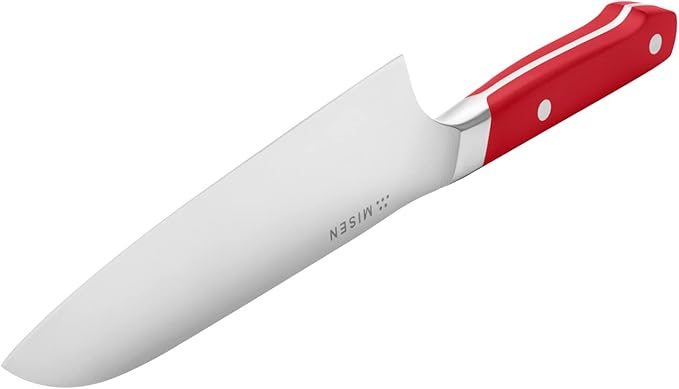 Misen Japanese Santoku Chef Knife - 7.5 Inch High Carbon Stainless Steel - Classic Japanese Knife Design for Cutting, Slicing, and Chopping - Razor Sharp Japanese Style Kitchen Knife, Red