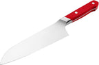 Misen Japanese Santoku Chef Knife - 7.5 Inch High Carbon Stainless Steel - Classic Japanese Knife Design for Cutting, Slicing, and Chopping - Razor Sharp Japanese Style Kitchen Knife, Red