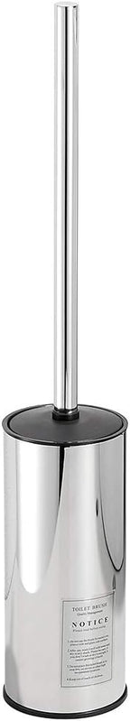 Freestanding Toilet Brush Holder for bathrooms 304 Stainless Steel Toilet Brush Stand Round Storage and Organization Rust Resistant 18-inch high Polished Chrome Finished