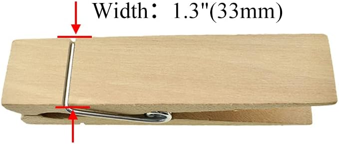 HAHIYO Wooden Clothes Pins Clothespins Extra Large Do NOT Fall Apart 6 inches Length 3 Pack Sturdy Strong Springs No Rust No Discoloration for Laundry Bathroom DIY Craft Photos Food Opened Bags