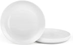 7.5 inch Ribbed Salad Appetizer Plate Set of 6, Opal Glass Round Small White Plates for Dessert, Kitchen, Dishwasher and Microwave Safe
