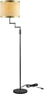 Lightdot 70IN Black Floor Lamp Dimmable Linen Shade LED Floor Lamps with 3000K for Wedding/Party,350 Degree Swing Arms, Modern Tall Lamp for for Reading, Sewing, and Craft (Bulbs Included)