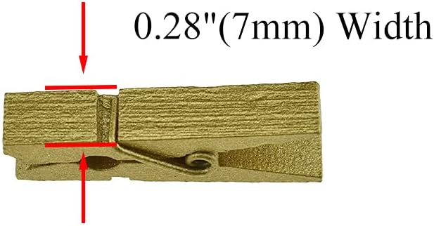 HAHIYO Gold Wooden Clothes Pins Clothespins Small Do NOT Fall Apart 1.38 inches Length 50 Pack Sturdy Strong Springs No Rust No Discoloration for Laundry Bathroom DIY Craft Photos Food Opened Bags