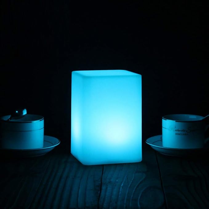 Mr.Go 6-inch Dimmable LED Night Light Mood Lamp for Kids and Adults - 16 RGB Colors - 8 Level Dimming - 4 Lighting Effects - Rechargeable - Remote Control - Decorative - Fun and Safe - White Cube