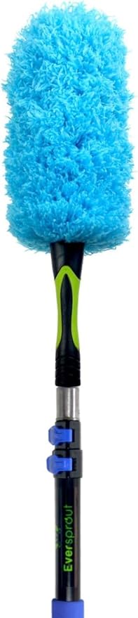 EVERSPROUT Flexible Microfiber Feather Duster and Extension Pole Combo | Lightweight, High-Grade Aluminum, 3-Stage Telescopic Pole | 25" Microfiber + 3' Pole
