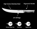 BRODARK Butcher Knife - 10" Curved Breaking Knife for Meat Cutting - High Carbon Stainless Steel, One Piece Design Scimitar Knives - NSF Certified, Shark Series
