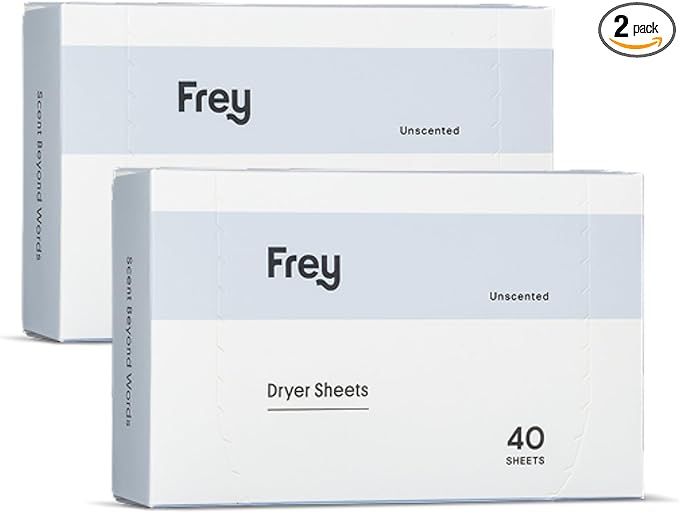 FREY Naturally Scented Dryer Sheets - Fabric Softener for Soft, Fresh & Clean Clothes (2-pack, Fragrance-free)