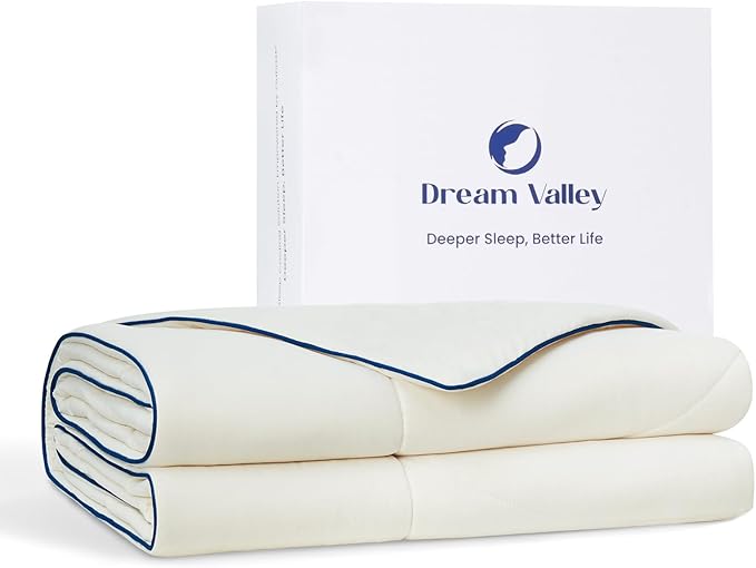 Dream Valley® Outlast ®Cooling Comforter, Throw Size, Breathable NASA-Grade Space Technology Blanket for Hot Sleepers Night Sweats, Q-Max > 0.45, Ivory, 60"x80"