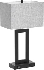 Set of 2 Modern Touch Control Table Lamps with 2 USB Ports, 22’’ Large Bedside Nightstand Lamps 3-Way Dimmable Desk Lamp with Grey Fabric Shade for Bedrooms Living Room Reading, 2 LED Bulbs Included