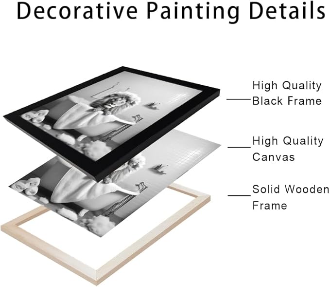 Framed Black and White Animal Bathroom Wall Art Funny Lion in tub Bathroom Pictures Wall Decor Bathtub Print Paintings