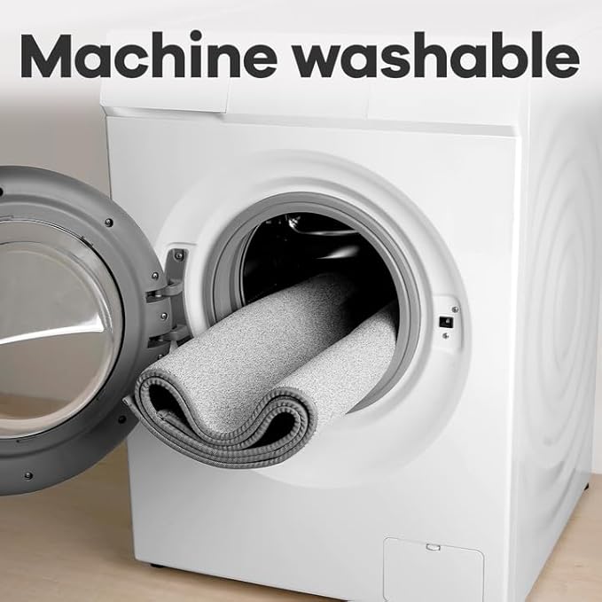 Area Rug with Non Slip Rubber Backing, Washable Soft Floor Carpet for Living Room, Kitchen, Entryway Indoor, Bedroom, Laundry, Low Pile Area Rugs, Solid Color with Pointillism Style, 3 * 5 ft Grey