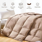 SNOWMAN Premium Down Comforter King Size, Luxurious Heavyweight Duvet Insert with Cotton Blended Fabric, 54oz Fill Weight 3D Baffle Box Design Hotel Bedding Comforter (Khaki, 106"x90")