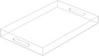 Clear Sturdy Acrylic Serving Tray with Handles 12x20x2H Inches -Spill Proof- Decorative Trays Countertop Organizer for Ottoman Coffee Table Nightstand, sidetable, Breakfast, Tea, Food