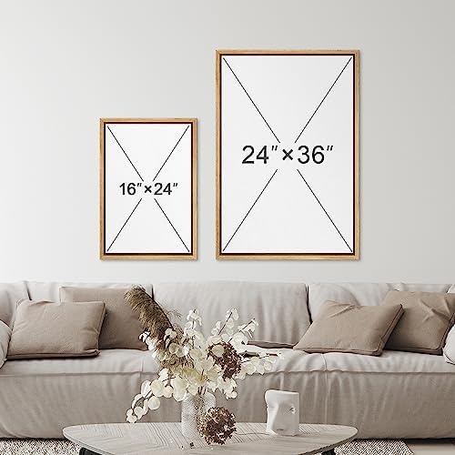 SIGNFORD Framed Canvas Print Wall Art Set Tropical Island Palm Leaf Geometric Collage Abstract Nature Illustrations Modern Art Decorative Minimalist Floral Botanical for Bedroom - 24"x36"x2 Natural