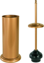 DOWRY Anti-Hand Off Toilet Plunger with Holder for Bathroom,Powerful Efficient Force Suction Cup,Heavy Duty, Deep Cleaning, Gold Brushed