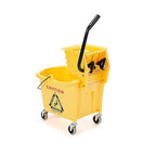 Amazon Basics Side Press Wringer Combo Commercial Floor Cleaning Rectangular Mop Bucket on Wheels, 35-Quart, Yellow