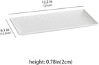 Rectangular Embossed Serving Platters Set, 12 Inch Large Ceramic Serving Plates, Stackable Serving Tray, Porcelain White Serving Platter for Appetizer, Dessert, Snacks, Steak, Dishwasher Safe (4PCS)