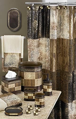 Zahari Home 13pc Zambia Animal Shower Curtain Set & Hooks - Classic Fabric Shower Curtain - Unique Western Country Design