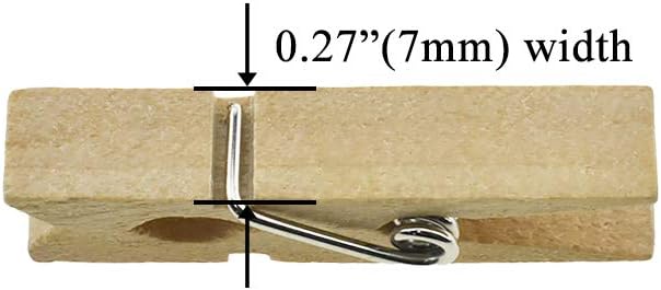 HAHIYO Wooden Clothes Pins Clothespins Small Do NOT Fall Apart 1.38 inches Length 60 Pack Sturdy Strong Springs No Rust No Discoloration for Laundry Bathroom DIY Craft Photos Food Opened Bags