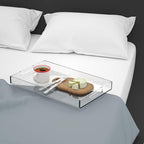 NIUBEE Acrylic Serving Tray 14x18 Inches -Spill Proof- Clear Decorative Tray Organiser for Ottoman Coffee Table Countertop with Handles