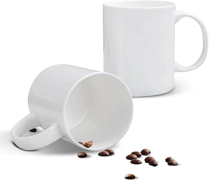 Chulan Bone China Coffee Mugs, 14oz White Coffee Mugs Set of 2, Over 45% Bone Content Ceramic Mug for Cocoa, Lightweight Break Resistant Porcelain Latte Mugs with Large Handle, Dishwasher ＆ Oven Safe