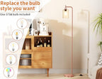 Floor Lamp with Clear Glass Shade - Industrial Standing Lamp with LED Bulb, Modern Tall Floor Lamps for Living Room Bedroom Office - Pink