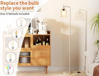 Floor Lamps for Living Room - Industrial Standing Lamp with Glass Shade, Modern Gold Floor Lamp with LED Bulb, Tall Lamp for Bedroom Office - Light Gold