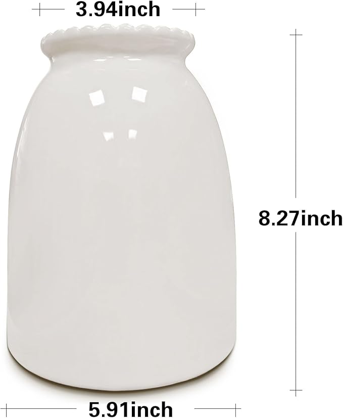 hjn White Flower Vase- Ceramic Vase for Flowers, Modern Vases for Living Room/Home Decor Accents/Entryway/Mantel/Bookshel-White