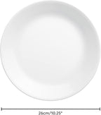 Corelle Vitrelle 4-Pieces 10.25" Glass Dinner Plates Chip & Crack Resistant Glass Dinnerware Set Plates, Winter Frost White