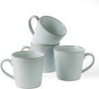 famiware Coffee Mug Set of 4, Annecy 14 oz Ceramic Reusable Cups Set with Handle, Microwavable and Dishwasherable Stoneware Drinkware Set for Tea, Milk, Water, Grey-blue